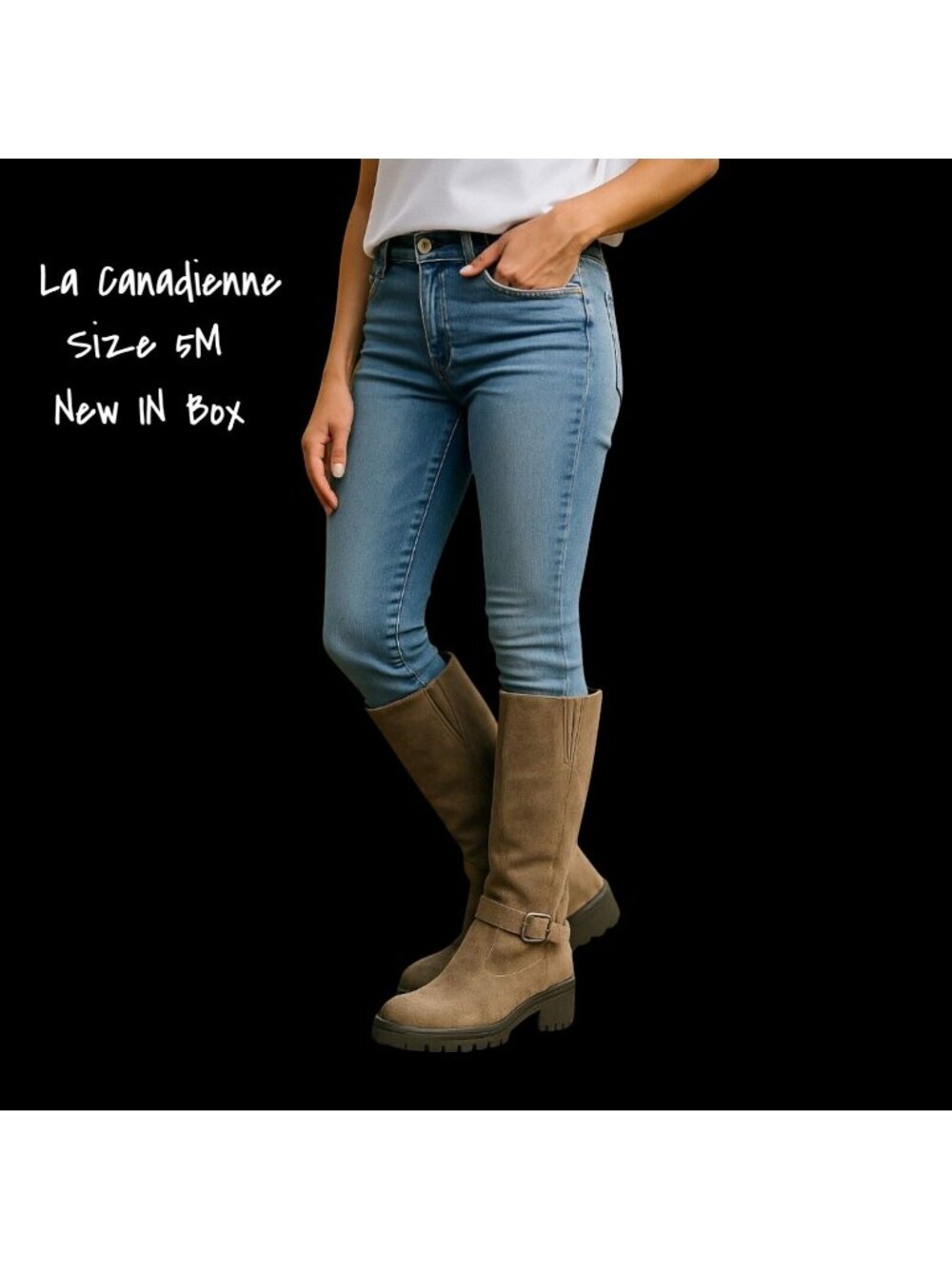 La Canadienne Women's Taupe Tall Knee-High Boots - Size 5 Medium, New In Box